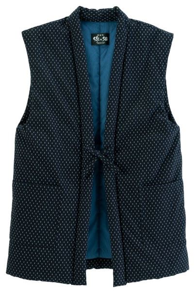 久留米織わた入りちゃんちゃんこ 紺