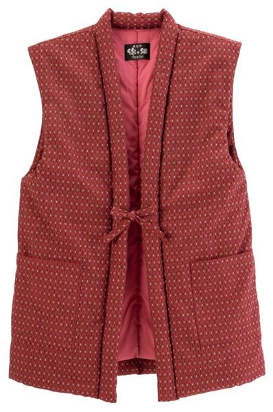 久留米織わた入りちゃんちゃんこ エンジ