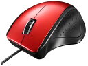 有線レーザー式マウス 静音/5ボタン レッド バッファロー BSMLU300RD