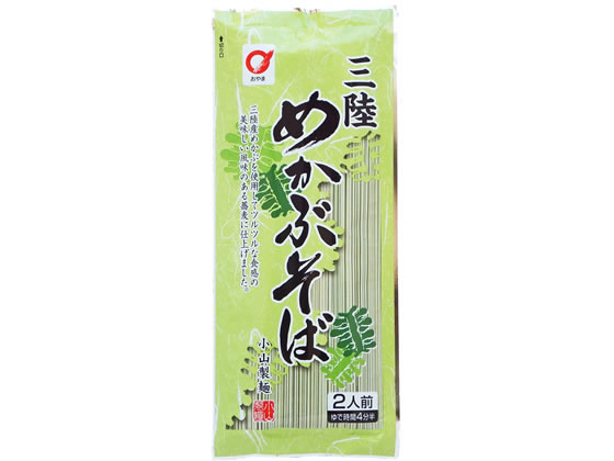 【重要：ご注文について】お客様のご都合による商品の交換・返品・数量変更は一切承っておりません。ご注文の際は慎重にお選びの上、ご注文願います。購入履歴でのキャンセル可能時間を越え、ご注文が確定されますと、在庫があるものは即、出荷手配に入る場合がございます。既にキャンセル可能時間を経過している場合は、ご注文のキャンセルを承ることが出来ません。即日出荷商品等、当店からの確認メールや、ご入金確認のメールが配信されない場合がございます。その場合は、商品発送（出荷）のメールをご確認下さい。■ご注文の個数によっては、表示の出荷日目安よりも出荷まで日数を頂く場合がございます。納期については、事前にお問い合わせをお願い致します。また、当該商品は他店舗でも在庫を共有しておりますので、在庫更新のタイミングにより在庫切れの場合、やむを得ずキャンセルさせて頂く可能性があります。■納期がかかる商品を同時にご注文頂いた場合は商品が全て揃ってからの出荷となります。【送料について】『同梱区分C ： 1梱包あたり988円（全国一律）』※『異なる同梱区分の商品』を一緒にご注文頂いた場合は、同梱が出来ません。別配送となり追加送料がかかりますので、ご注文後に訂正の上、ご連絡させて頂きます。また、大量注文並びに重量物をご注文された場合や、輸送中の破損防止の為やむを得ず梱包を分けないと通常梱包サイズに収まらないご注文の場合は、別途配送料をお見積りさせて頂きます。お見積りとなる場合は、ご連絡にお時間を頂くこともございますので予めご了承下さい。(追加送料は自動計算されません。出荷は保留扱いとなります。)【ご注意】事前の配達日時は一切ご指定頂けません。配達日時につきましては、お手数ですが出荷完了時にご案内する荷物問い合わせ番号をもとに、お客様より配送業者へ直接御調整をお願い致します。時間帯指定をされていても「指定なし」で出荷致します。食品等の賞味期限・消費期限の残存日数のご指定は承ることが出来ません。メーカーによるリニューアルに伴い、パッケージ・内容等が予告なく変更される場合がございます。掲載写真等がリニューアル前のものであっても、リニューアル後の商品が届いた場合、ご返品や交換等は承ることが出来ません。ラッピング（包装）・のしがけは承ることが出来ません。メール便・定形外郵便等はご指定頂けません。三陸めかぶそば 200g 小山製麺三陸産のめかぶを100％使用し、独特のねばりを最大限に生かし、のどごしなめらかな細めのお蕎麦に仕上げました。温かくしても冷たくしても四季を通して美味しくお召し上がり頂けます。●内容量：200g（約2人前）●ゆで時間：4〜4分半●注文単位：1袋※メーカーの都合により、パッケージ・仕様等は予告なく変更になる場合がございます。●広告文責：株式会社プロヴィジョン（tel:092-985-3973）