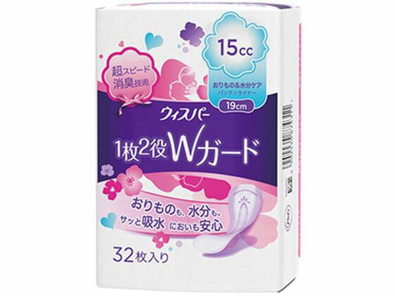 ウィスパー 1枚2役Wガード パンティライナー 15cc 19cm 32枚 P＆G