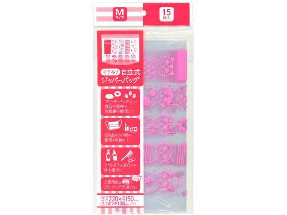 スタンディングジッパーバッグ Mサイズ マチ付き 15枚 コア KP101