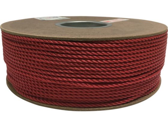 ポリエチレンロープドラム巻 4mm×200m レッド ユタカメイク 7947801