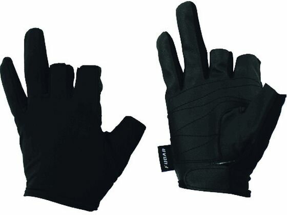おたふく/フーバー シンセティックレザーグローブ3フィンガーレスモデル黒 L おたふく手袋 FB-62