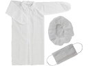 不織布白衣・マスク・ヘアキャップ3点セット7022 Lサイズ 川西工業 #7022
