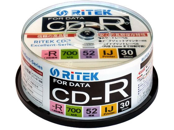 データ用CD-R 30枚 RiTEK CD-R700EXWP30RT