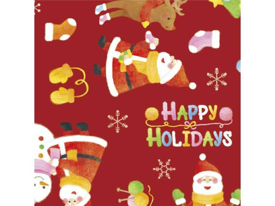 包装紙10枚ロール ウールサンタ赤 半才判 タカ印 49-3649