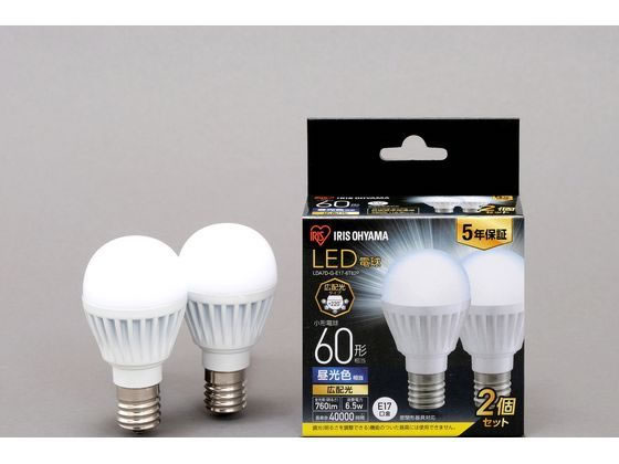 LED電球 E17 広配光 60形相当 昼光色 2