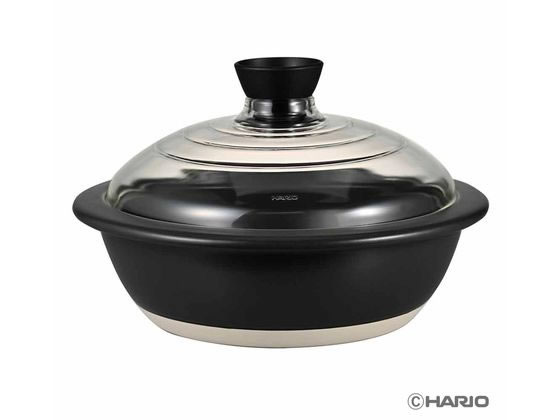 フタがガラスの土鍋 9号 HARIO GDN-255-B-W