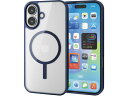 iPhone16ケース ハイブリッド ネイビー エレコム PM-A24AMAG03NV