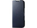 iPhone16ケース 手帳型 薄型 ネイビー エレコム PM-A24APLFUNV