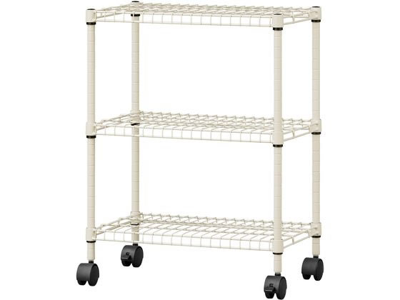 カラースチールシェルフ 3段キャスタータイプ ベージュ アイリスオーヤマ SEC-665C
