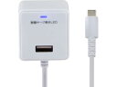 雷サージ付 TypeC直結式充電器 PD20W 1m Aポート 朝日電器 CHCR-SPA10WH