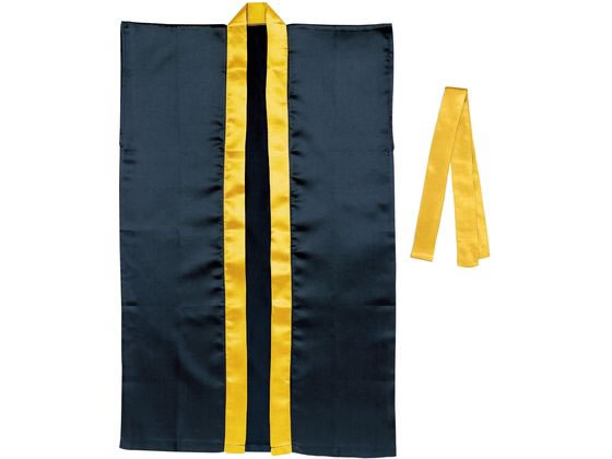 サテンロングハッピ(ハチマキ付) 黒(襟金) M アーテック 19098