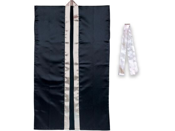 サテンロングハッピ(ハチマキ付) 黒(襟銀) M アーテック 19099