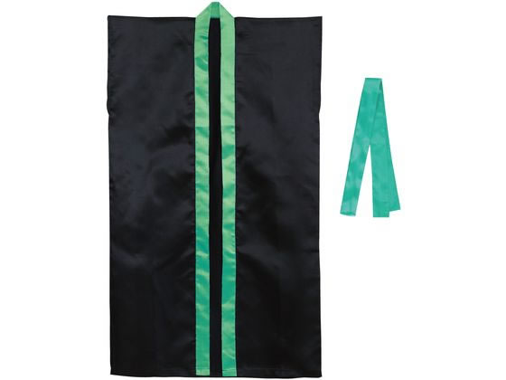 ソフトサテンロングハッピ(ハチマキ付) 黒(襟緑) M アーテック 19146