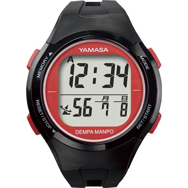 ヤマサ ウォッチ万歩計 DEMPA MANPO ブラック/レッド TM-510(B/R)