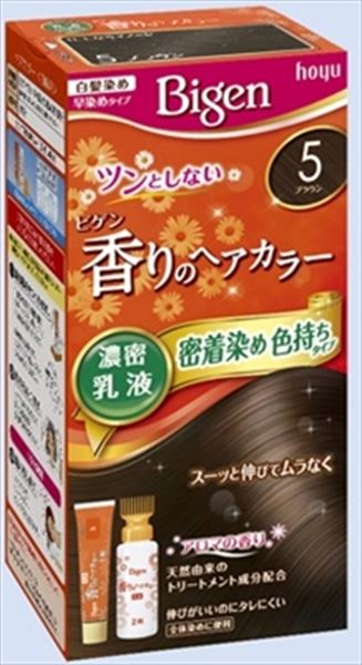 ビゲン　香りのヘアカラー　乳液　5　ブラウン 【 ホーユー 】 【 ヘアカラー・白髪用 】