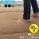 国産固綿40mm使用 フランネル生地 ふっくら敷 『スムースF敷』 ベージュ 約190×190cm