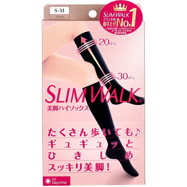 スリムウォーク 美脚ハイソックス ブラック S-Mのサムネイル