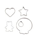 ラフィネ ステンレス製クッキー抜き型4個セット(ハート・スター・ベアー・スカル)