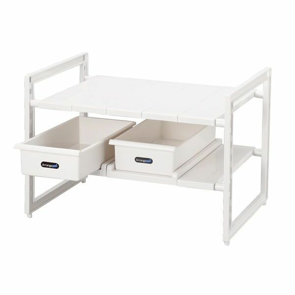 アレンジフリー シンク下スペースラック2段（ストッカー付伸縮タイプ）