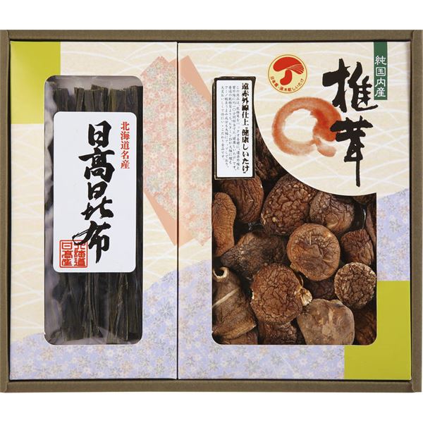 【ご注文について】お客様のご都合による商品のキャンセル・交換・返品は一切承ることが出来ません。ご注文の際は慎重にお選びの上、ご注文願います。【納期について】ご注文（ご入金）確認後の出荷予定：通常はご注文から1〜2週間程度※商品によっては一時的なメーカー欠品・取り寄せ等の理由により、上記出荷予定より更にお時間がかかる場合がございます。また、当該商品は他店舗でも在庫を共有しておりますので、在庫更新のタイミングにより在庫切れの場合、やむを得ずキャンセルさせて頂く可能性があります。【送料について】こちらは『同梱区分O ： 1配送先780円（※北海道本島は1650円、沖縄・離島は配送不可）』が適用されます。※『異なる同梱区分の商品』を一緒にご注文頂いた場合は、同梱が出来ません。別配送となり追加送料がかかりますので、ご注文後に訂正の上、ご連絡させて頂きます。（送料は自動計算されません。出荷は保留扱いとなります。）メーカーからの出荷となる場合もございます。納品書は同梱しておりません。ラッピング（包装）・のしがけは承ることが出来ません。配送業者のご指定不可。山海詰合せ（椎茸・昆布） EKB-25──【商品説明】──【セールスポイント】山海詰合せ北海道 日高地区で採れる日高昆布柔らかくて煮えやすく味も良いので、いろいろな用途に使え、型が崩れないため佃煮や昆布巻きなどにも利用されます。遠赤外線と紫外線を10分程度当てた“健康しいたけ”です。ビタミンDが大幅に増え、アミノ酸系のうまみ成分が大幅にアップしており、おいしく体に良いこだわりの品です。──【サイズ・容量、規格】──【パッケージサイズ】310×50×270mm【内容】遠赤外線椎茸香信：50g・日高昆布：30g×各1【生産国】日本【パッケージ形態】化粧箱入【賞味期限】製造日より約365日●広告文責：株式会社プロヴィジョン（tel:092-985-3973）