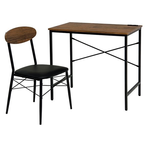 デスクチェアセット LDC-4698 ブラウン/ブラック【LDC-4698BR】