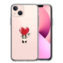 iPhone13 側面ソフト 背面ハード ハイブリッド クリア ケース パンダ ハート 重量挙げ 努力感 単品