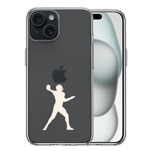 iPhone15 側面ソフト 背面ハード ハイブリッド クリア ケース クォーターバック ホワイト 単品