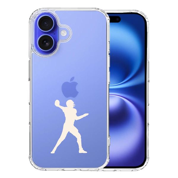 iPhone16 側面ソフト 背面ハード ハイブリッド クリア ケース クォーターバック ホワイト 単品