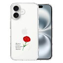 iPhone16 側面ソフト 背面ハード ハイブリッド クリア ケース 一輪花 5月 カーネーション 単品