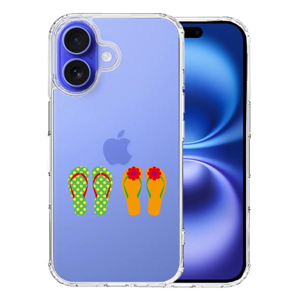 iPhone16 側面ソフト 背面ハード ハイブリッド クリア ケース ビーチ サンダル 単品