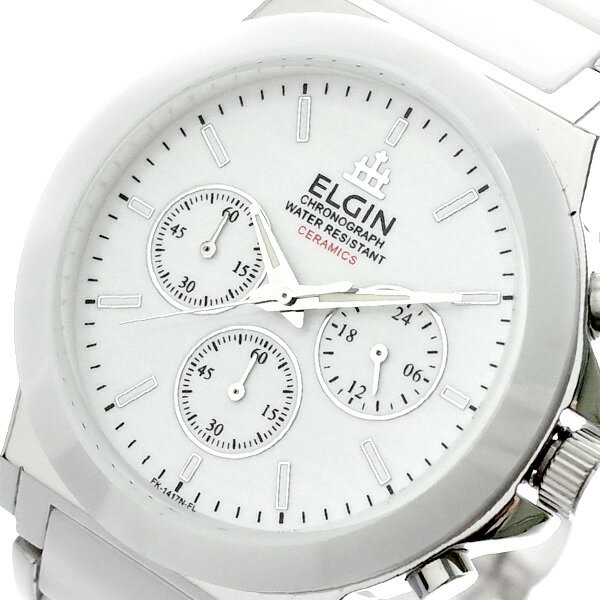 エルジン 腕時計（メンズ） エルジン ELGIN 腕時計 メンズ FK1417C-W セラミックス クロノグラフ クォーツ ホワイト 国内正規品 ホワイト