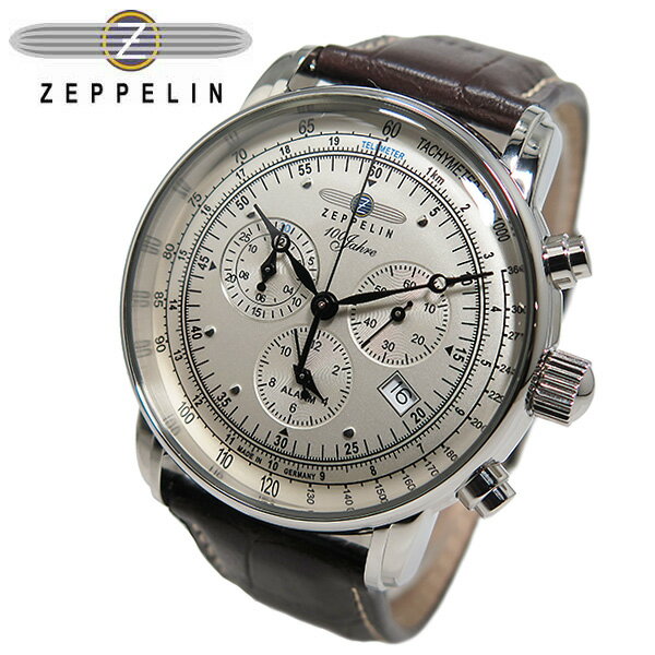 ツェッペリン ツェッペリン ZEPPELIN 100周年記念 クオーツ メンズ クロノ 腕時計 7680-1 アイボリー