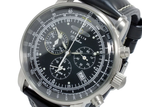 ツェッペリン ツェッペリン ZEPPELIN 腕時計 クオーツ メンズ 7680-2S 100周年記念 コードバンカーフベルト ブラック ブラック