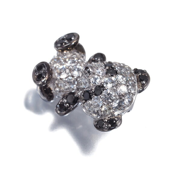 ブラックダイヤ ダイヤモンド ホワイトサファイア 0.60ct パヴェ パンダ アニマル ...