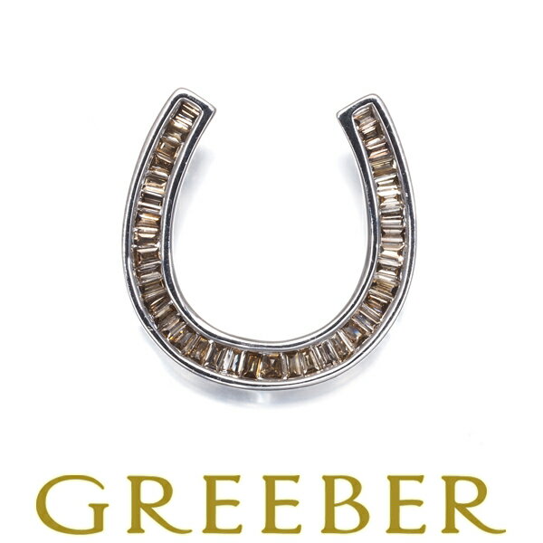 ★ポイント5倍対象商品★ ブラウンダイヤ ダイヤモンド 0.22ct ホースシュー ペンダント トップ K18WG Pendant【中古】GENJ