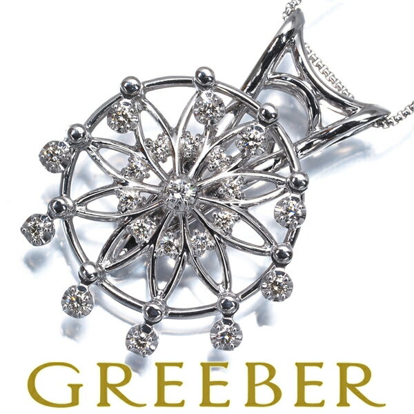 42/美品 田崎真珠 タサキ Pt ダイヤ計1.02ct トリロジー ネックレス 