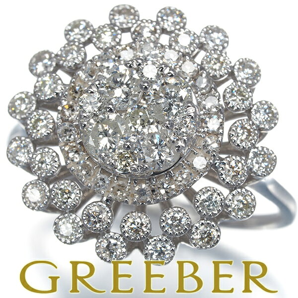 Rakuten - ダイヤ ダイヤモンド 1.00ct ミルグレイン フラワー リング K18WG Ring 指輪 【中古】GENJ