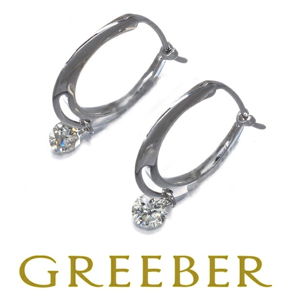 Rakuten - ダイヤ ダイヤモンド 0.20ct/0.20ct フープ 一粒 ピアス K18WG Pierce【中古】GENJ