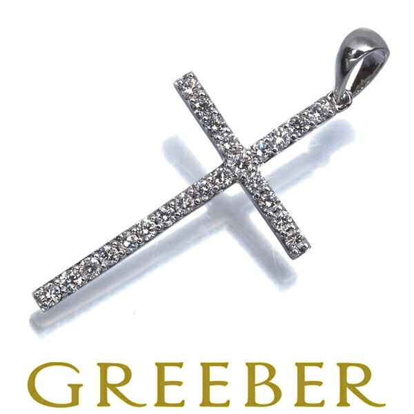 Rakuten - ダイヤ ダイヤモンド 0.34ct クロス ペンダント トップ K18WG Pendant【中古】GENJ