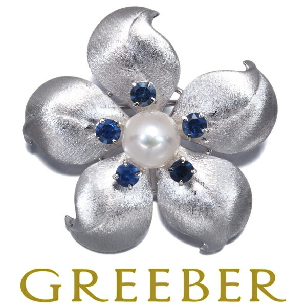 Rakuten - MIKIMOTO ミキモト ブローチ パール 真珠 7.2mm サファイア フラワー K14WG Brooch【中古】BLJ