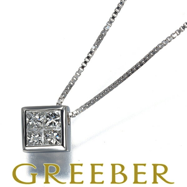 ヴァンドーム ネックレス ダイヤ ダイヤモンド 0.40ct プリンセスカット スクエア Pt950/Pt850 Necklace【中古】BLJ