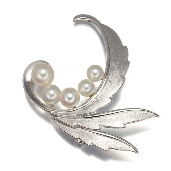 ★ポイント5倍対象商品★ MIKIMOTO ミキモト ブローチ パール 真珠 4.5-6.0mm リーフ シルバー Brooch【中古】BLJ