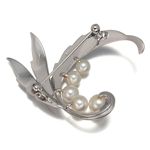 ★ポイント5倍対象商品★ MIKIMOTO ミキモト ブローチ パール 真珠 4.5-6.0mm リーフ シルバー Brooch【中古】BLJ