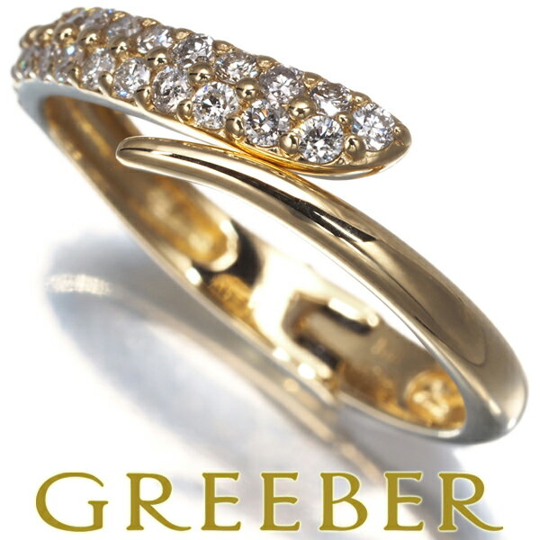 ★ポイント5倍対象商品★ ダイヤ ダイヤモンド 0.30ct パヴェ フリーサイズ ハグ リング K18YG Ring 指輪 【中古】GENJ