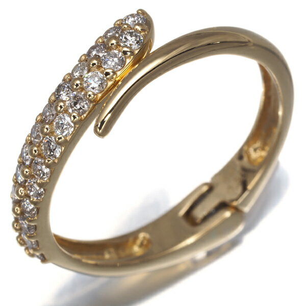 ★ポイント5倍対象商品★ ダイヤ ダイヤモンド 0.30ct パヴェ フリーサイズ ハグ リング K18YG Ring 指輪 【中古】GENJ
