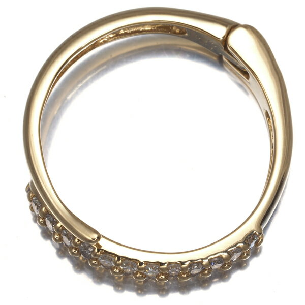 ★ポイント5倍対象商品★ ダイヤ ダイヤモンド 0.30ct パヴェ フリーサイズ ハグ リング K18YG Ring 指輪 【中古】GENJ