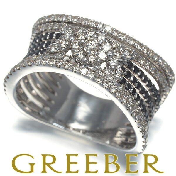 Rakuten - ブラック&クリア ダイヤ ダイヤモンド 0.43ct/0.45ct 透かし リング K18WG Ring 指輪 【中古】GENJ